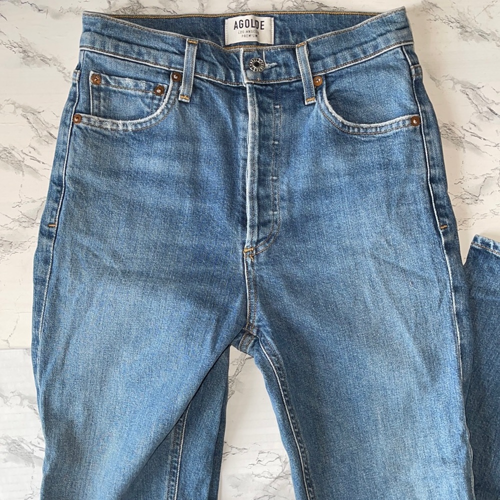 AGOLDE PARKER JEANS HIGH-RISE STRAIGHT LEG BUTTON FLY JEANS SIZE 25